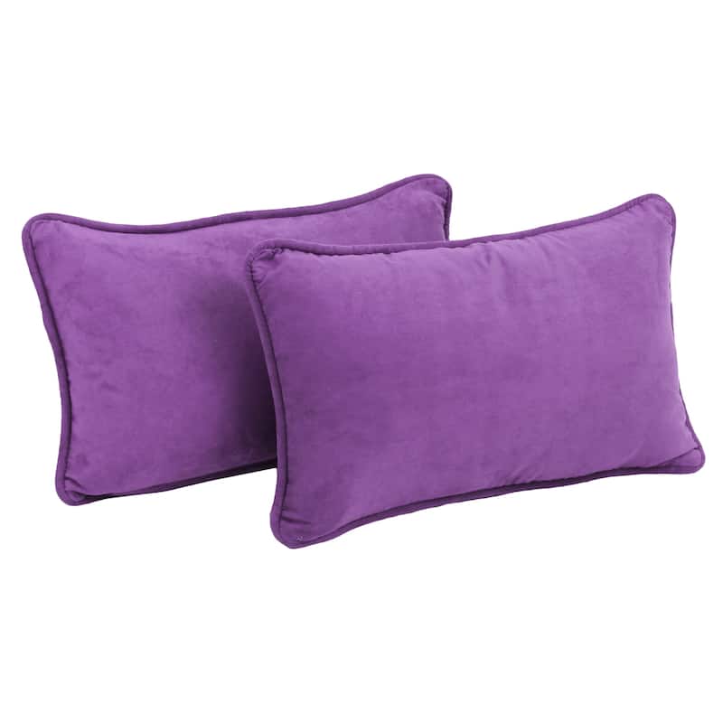 Porch & Den Blaze River Microsuede Lumbar Throw Pillows (Set of 2) - Ultraviolet