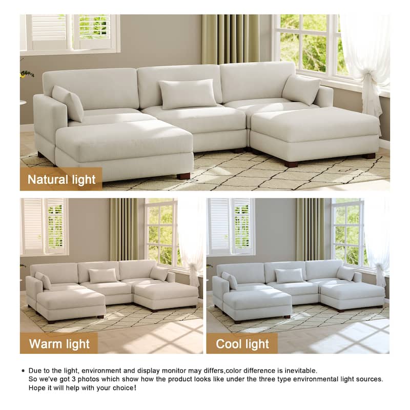 Modern U-shaped Modular Corduroy Sectional Sofa