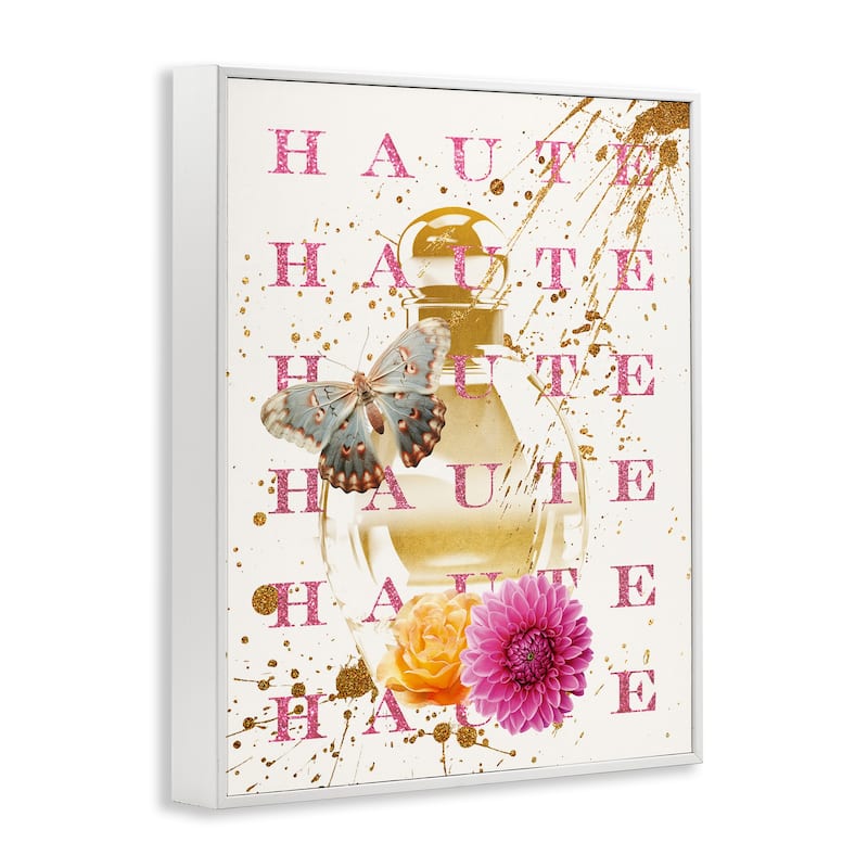Stupell Haute Perfume & Gold Splatter Framed Giclee Art Design By Susan Arnot