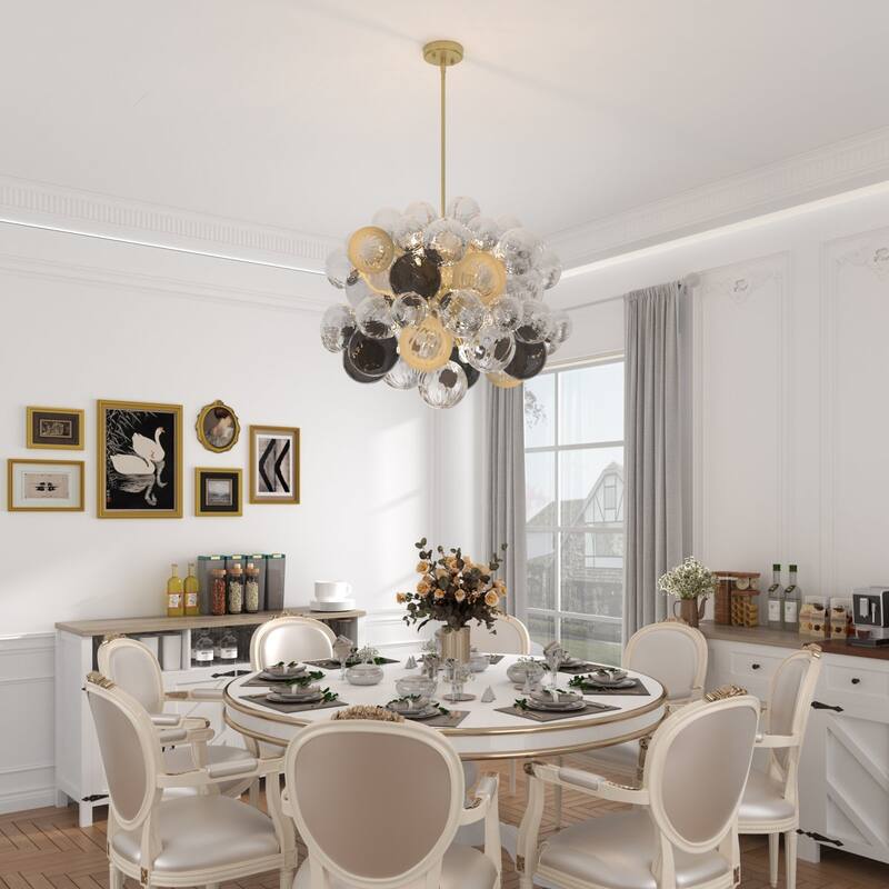 Acroma 8 - Light Modern Glass Bubble Chandelier Flush Mount Ceiling Light