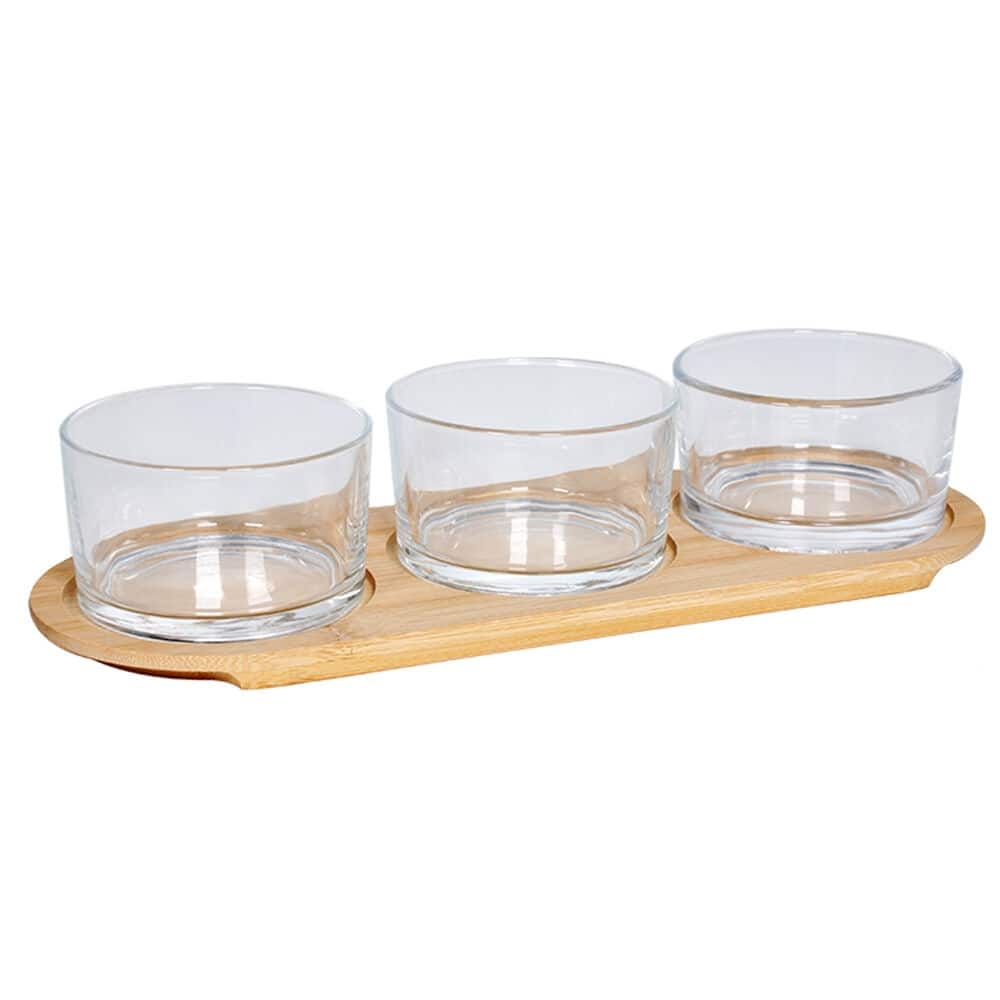STP Goods Sectioned Glass Serving Platter Set for Relish and Dips