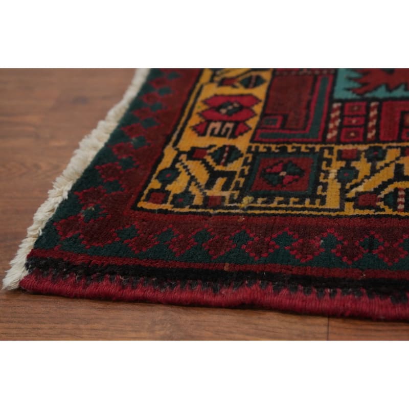 Hand Knotted Oriental 100% Wool Carpet Traditional Tribal Red Ardebil Runner Rug - 14' 7'' X 3' 6''