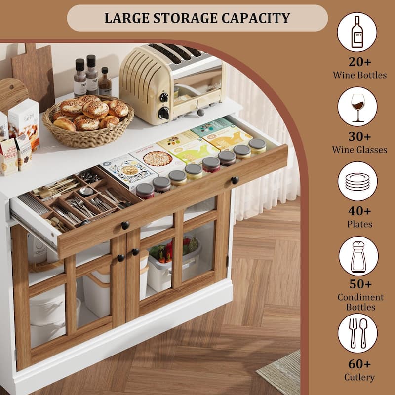 35.4" Sideboard Buffet Cabinets with Glass Door