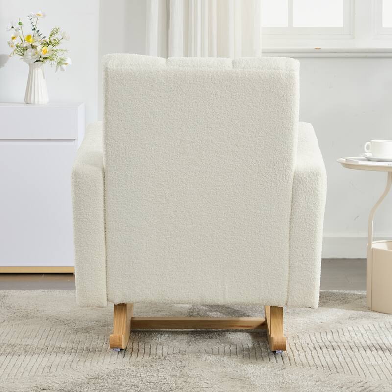Cream White Rocking Chair for Nursery, Modern Upholstered Accent Chair Glider Chair Armchair for Living Room Bedroom