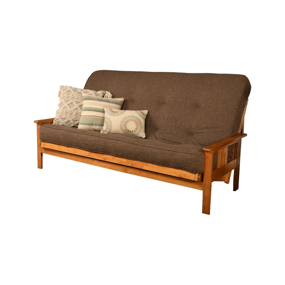 Somette Monterey Queen-size Futon Set in Butternut Finish with Linen Mattress