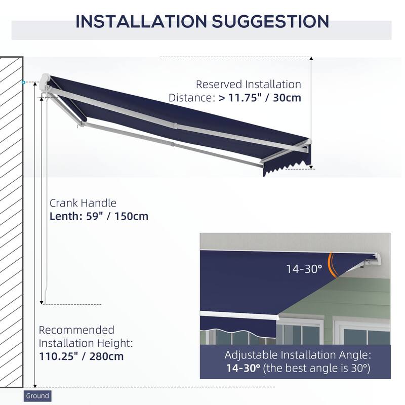 Outsunny 10' x 8' Electric Awning, Retractable Awning, UV Protection Sun Shade Shelter with Remote Controller
