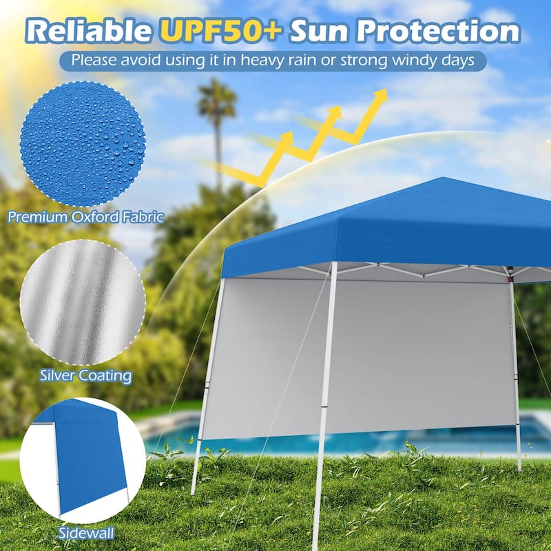 Costway 10 X 10FT Pop up Canopy Tent with 1 Sidewall, Portable - See Details