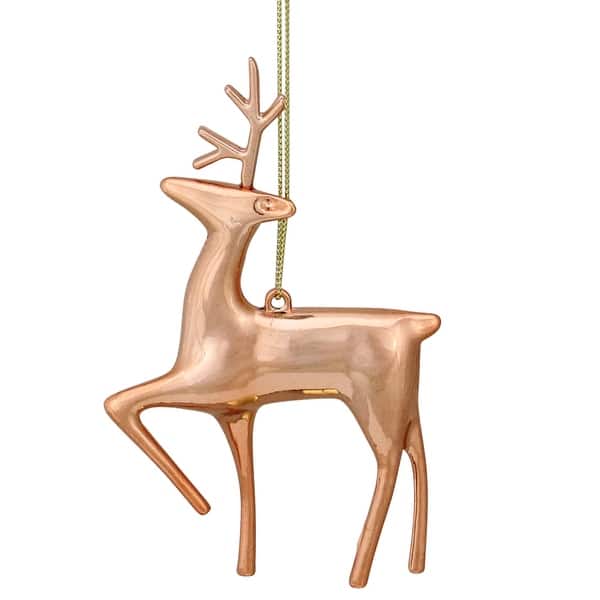 4 75 Shiny Rose Gold Metal Reindeer Christmas Tree Ornament N A 4 75 Shiny Rose Gold Metal Reindeer Christmas Tree Ornament N A