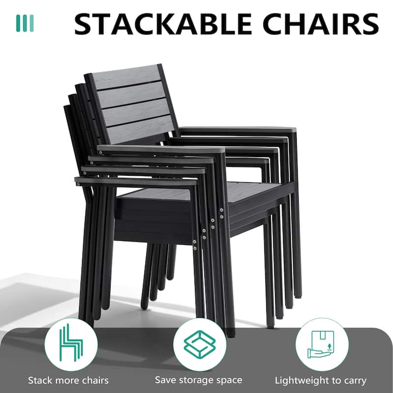 VredHom Outdoor Patio Aluminum Stackable Dining Chairs with Armrest