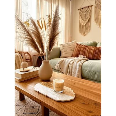 Marble Decorative Tray Scalloped Edge for Office Bedroom - 1" White - 14" x 8" x 0.5"