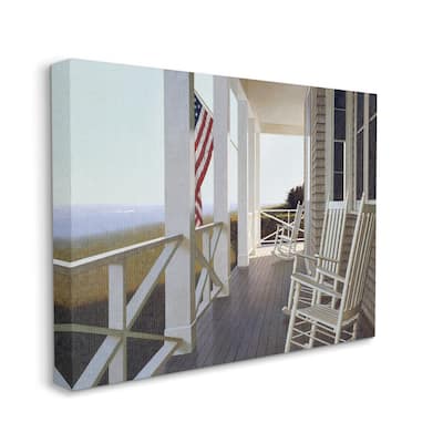 Stupell Americana Rocking Chair Cape Porch Realistic Painting Canvas Wall Art - Multi-Color
