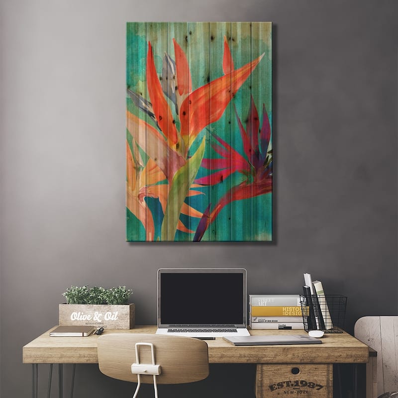 Vivid Birds of Paradise I Print On Wood by Jennifer Paxton Parker - Multi-Color
