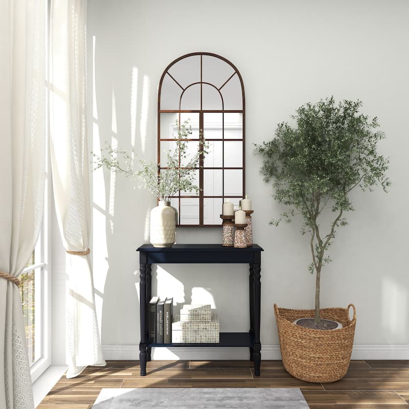 Black Wood Slim Turned 1 Shelf Console Table