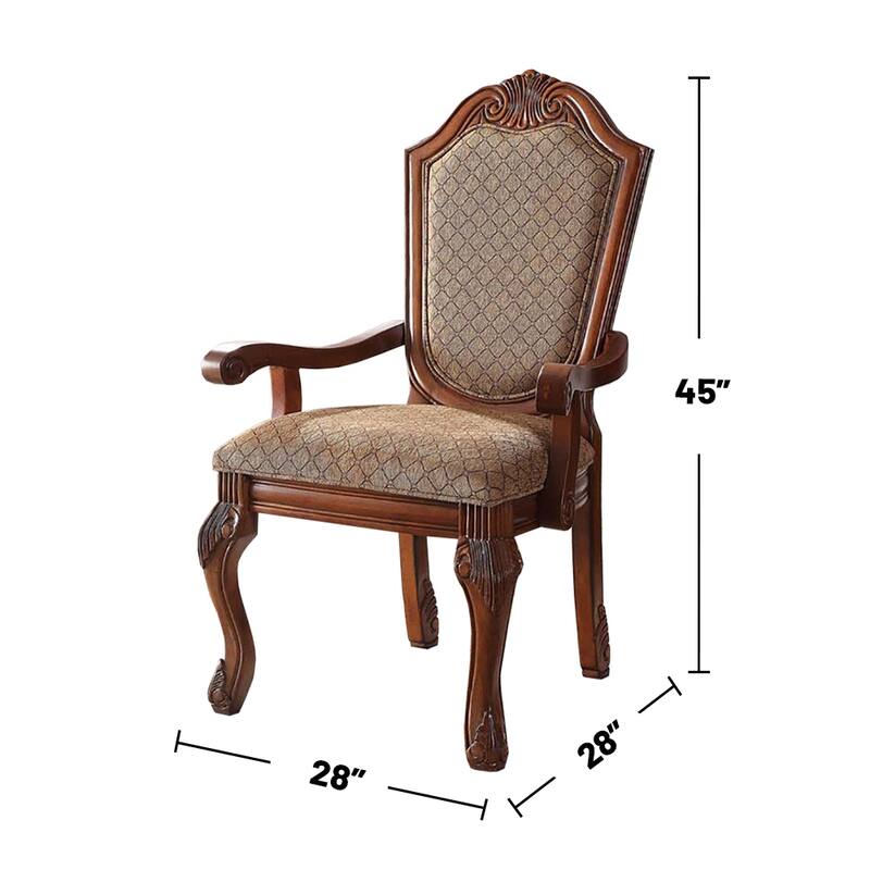 Set of 2 Fabric Upholstered Dining Side Chair in Cherry Finish