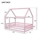 preview thumbnail 6 of 6, Pink Full Size Wooden Floor Bed with House Roof and Guardrails for Kids