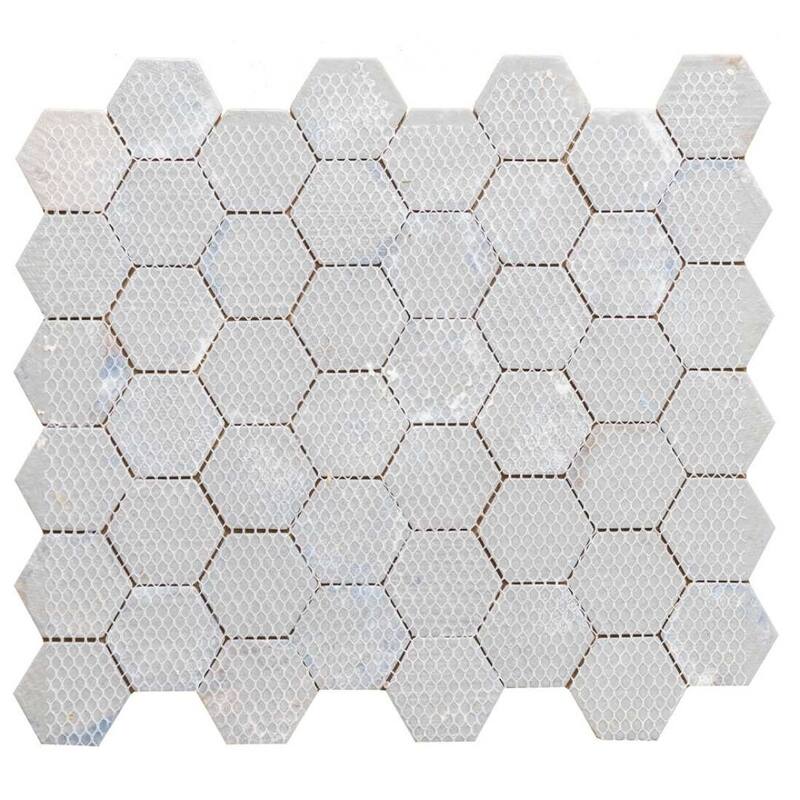 Recycled 1.88x1.88 Ocean Wood Look Glass Mosaic Tile - Wall & Backsplash - Ocean - 1 Sheet (1.12 Sq. ft.)
