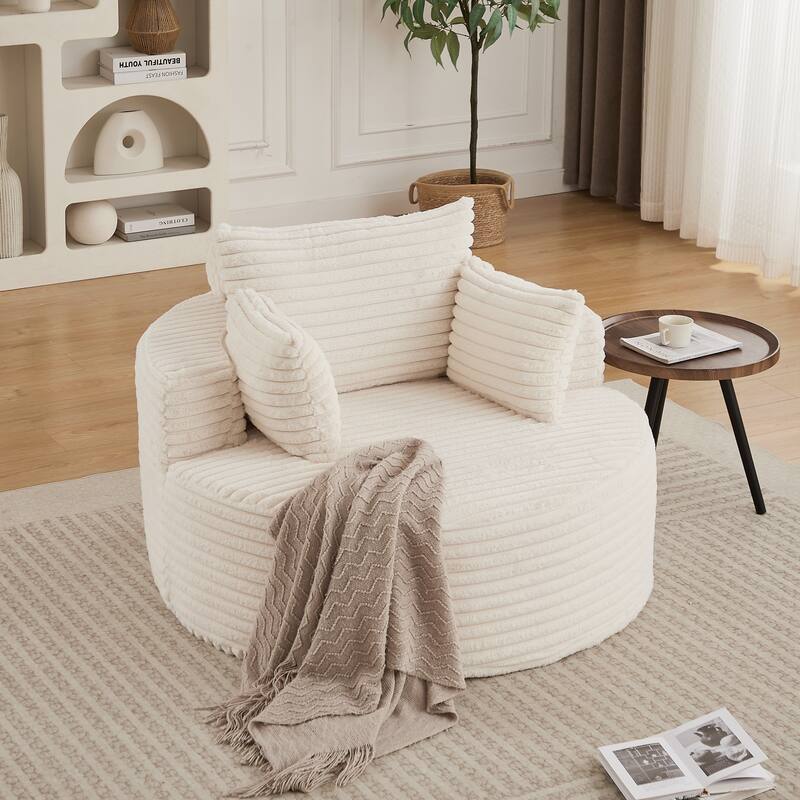 Corduroy Sponge single sofa,No Assembly Required,Fluffy Modern Sleeper Chair for Living room, Bedroom