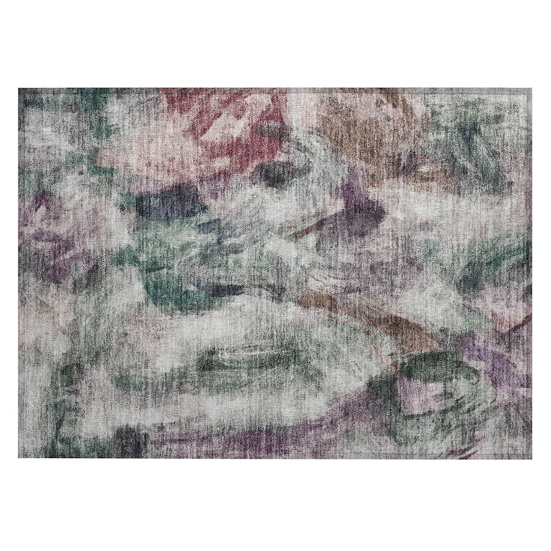 Machine Washable Indoor/Outdoor Modern Brushstrokes Chantille Rug