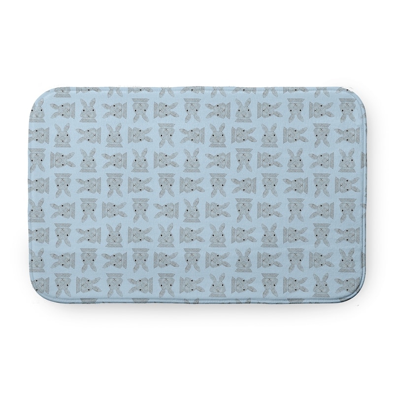 Criss Cross Bunnies Bathmat - After Rain Blue - 24" x 17"