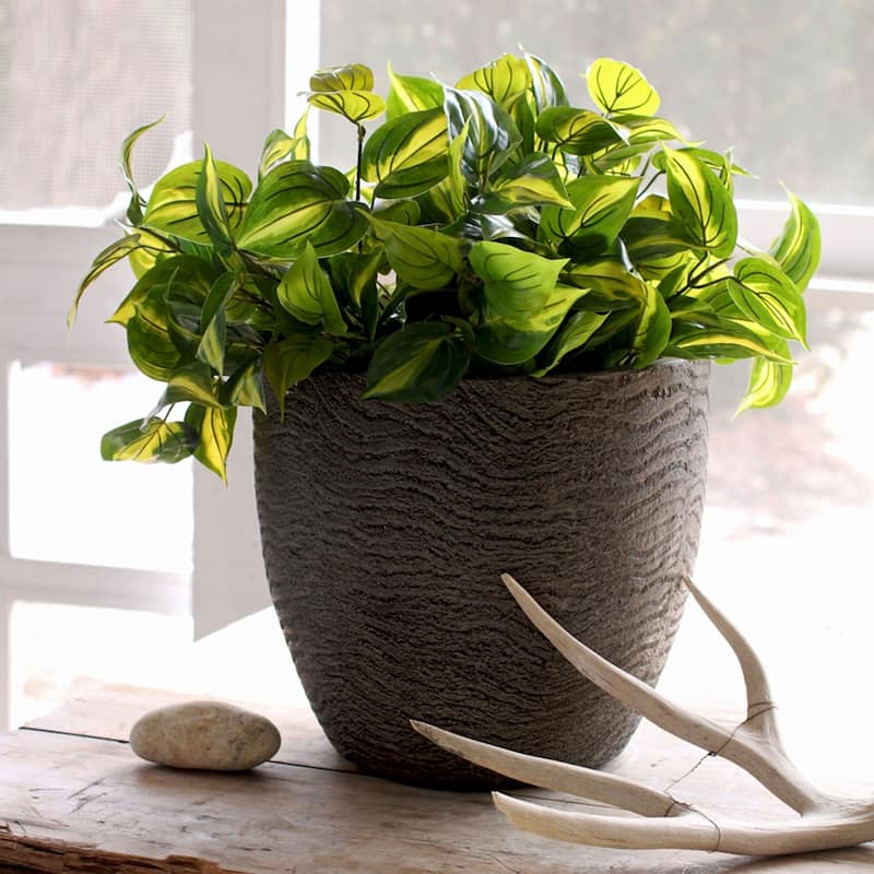 HC Companies ANP17500 17.5 Inch Aspen Indoor Outdoor Round Planter Pot, Charcoal - 16.53