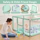 preview thumbnail 3 of 6, Infant 71"x48" 4-Panel Baby Playpen Foldable Playard with Basketball Hoop Green