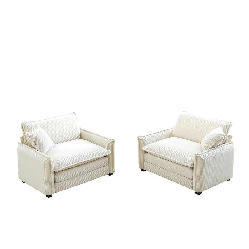 Ergonomic Corduroy Single Deep Seat Sofa Chair, (Set of 2)