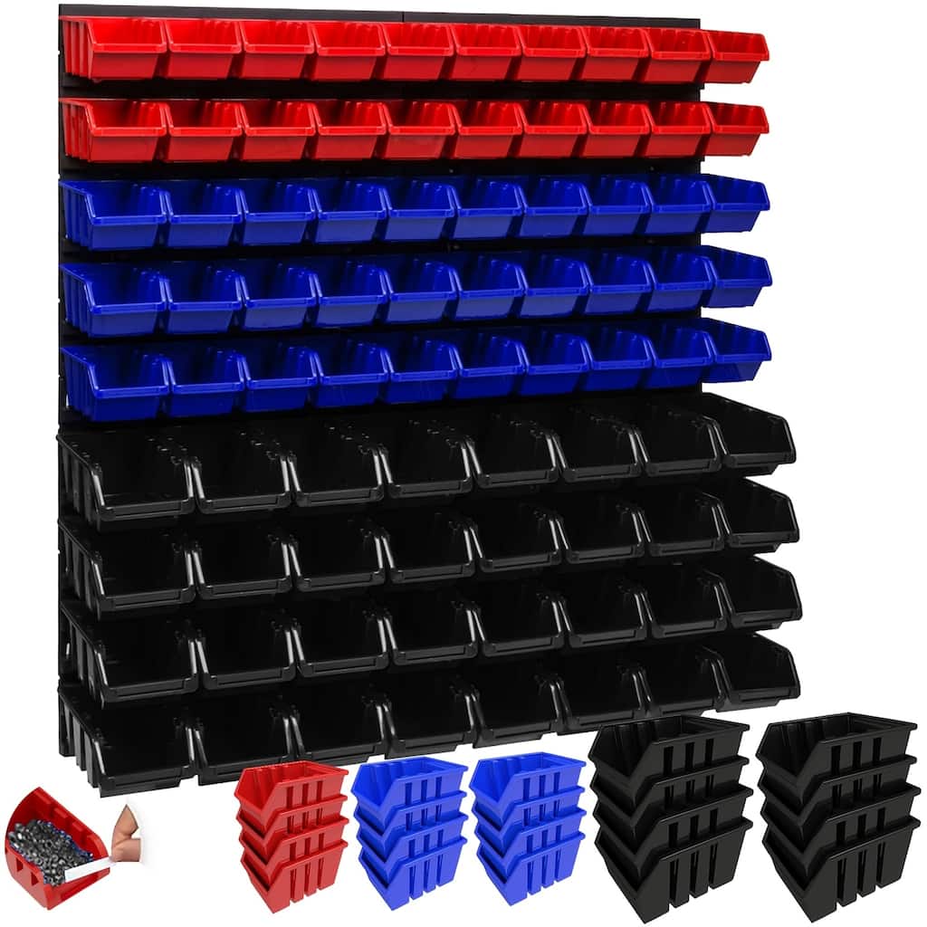 Wall-Mounted Tool Organizer System with Storage Bins & Holders