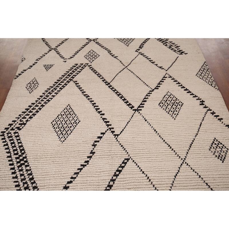 Geometric Moroccan Oriental Area Rug Handmade Wool Carpet - 4'11" x 8'10"