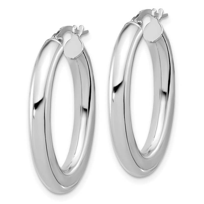 Curata 14k White Gold Polished Tube Oval Hoop Earrings - 29.5x21.3mm