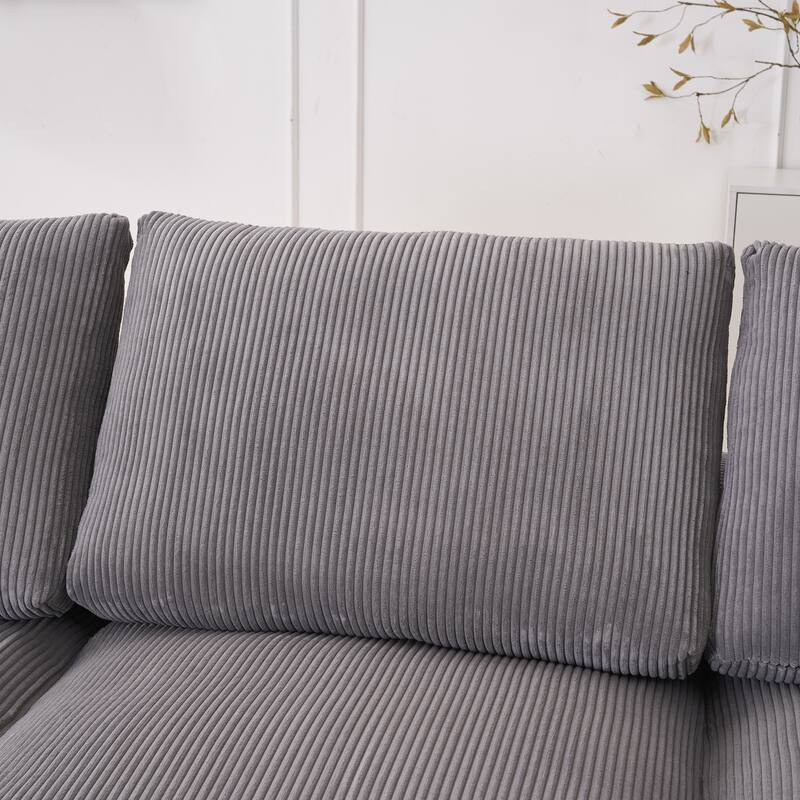 3 Seater Corduroy Sectional Sofa Modular Deep Seat Lounge Couch