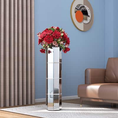 Mirrored Tall Flower Vase Large Glass Vase