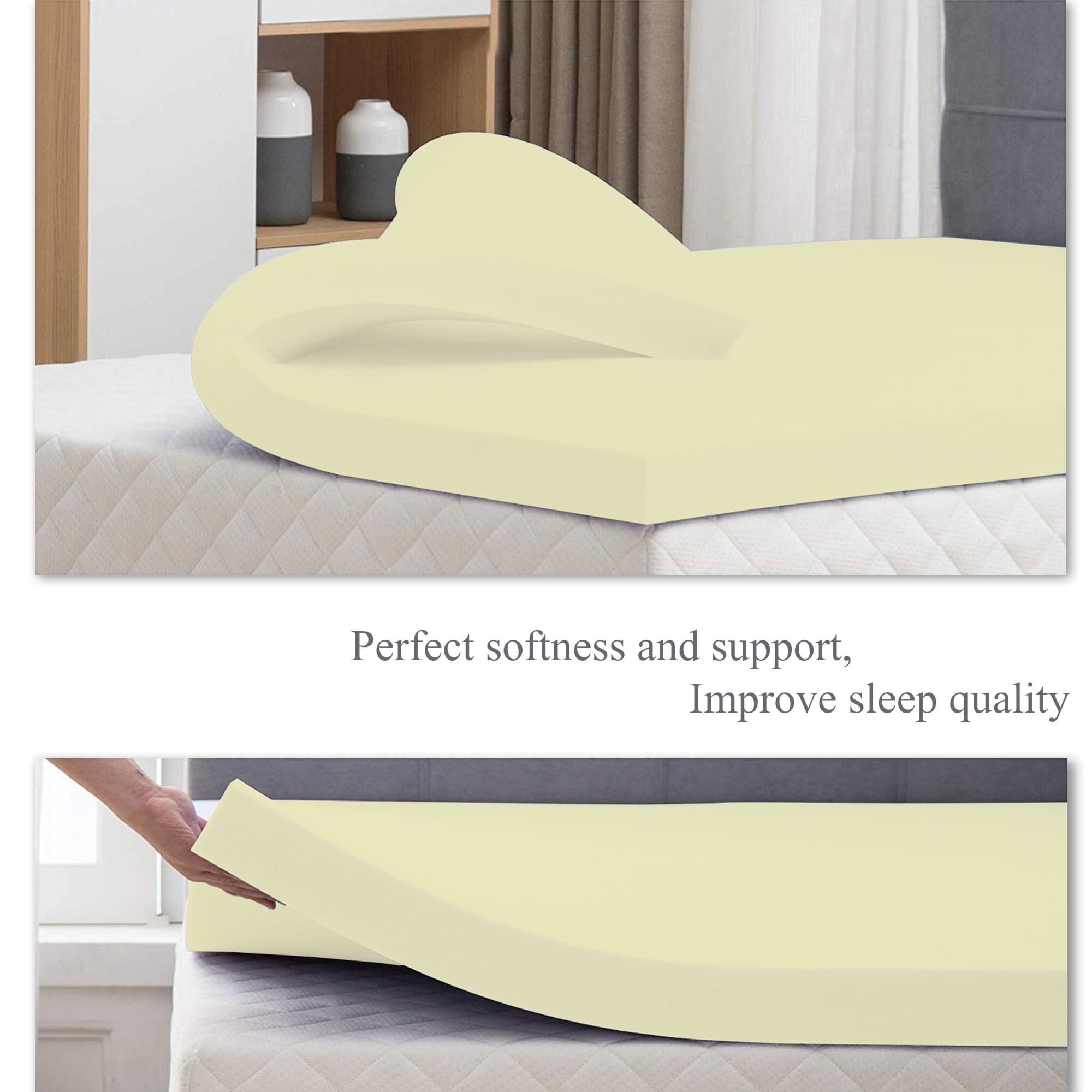 ONETAN , 1-inch Foam Topper,Adds Comfort to Mattress.-image
