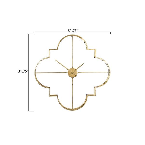 Brass Quatrefoil Shaped Metal Clock with Open Face Bed Bath & Beyond