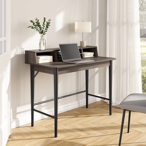 slide 2 of 6, WAMPAT Writing Study Desk with Storage for Small Space