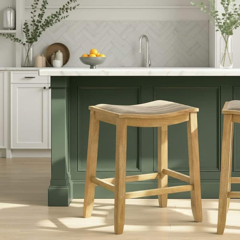 Iyani Backless Bar Stool, Counter Height Kitchen Stool with Wood Legs