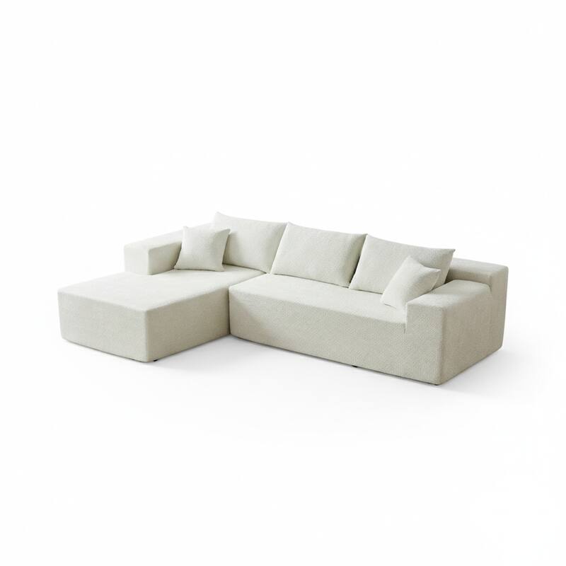 103.54" L-Shaped Modern High-Density Sponge Velvet Modular Sectional Sofa with Chaise & Pillows