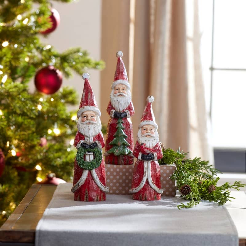 Smiling Santa Trio Christmas Figurines - 10.25" - Set of 3