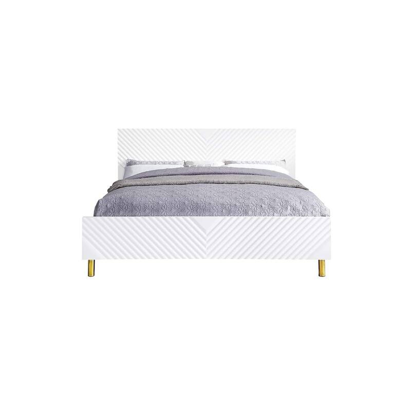 Queen Size Bed - Baroque Style Platform Bed Frame - Modern Bedroom Furniture