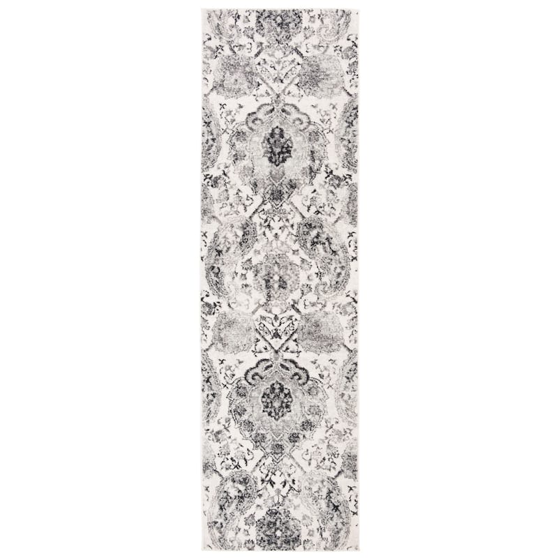 SAFAVIEH Madison Belle Boho Glam Paisley Pattern Area Rug - 2'3" x 14' Runner - Cream/Silver
