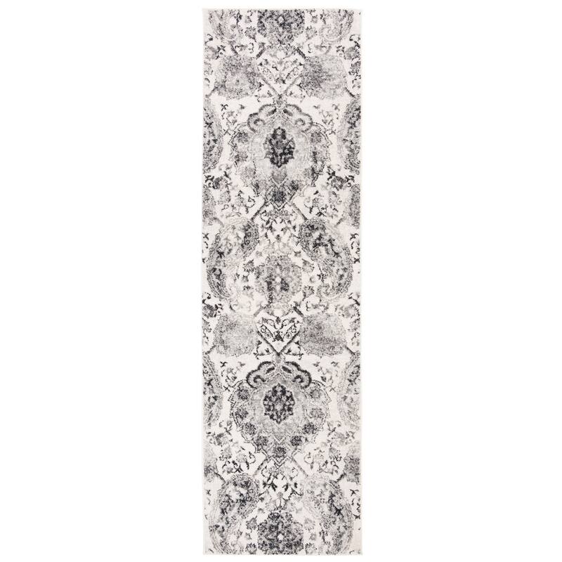 SAFAVIEH Madison Belle Boho Glam Paisley Pattern Area Rug - 2'3" x 6' Runner - Cream/Silver