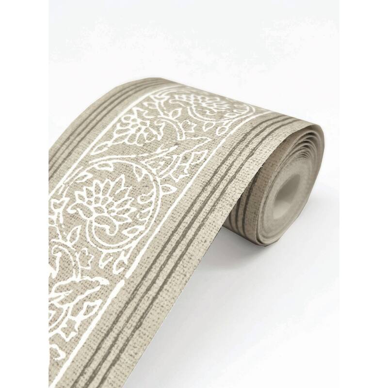 Chesapeake Carved Floral Taupe Trim Wall Border