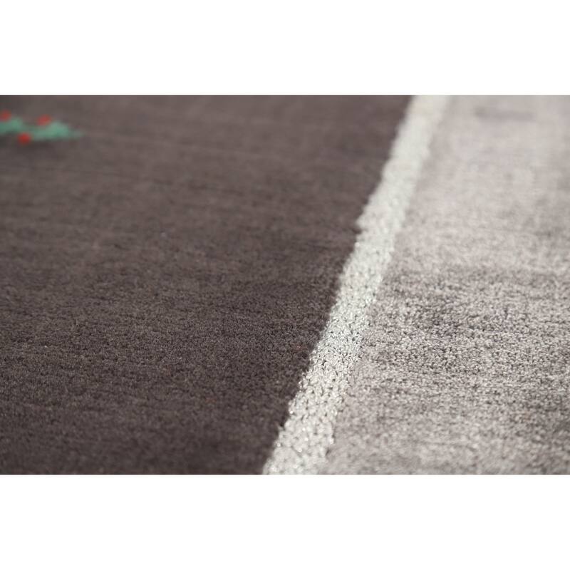 Hand Knotted Oriental 100% Wool Carpet Tribal Tribal Greys & Charcoal Gabbeh Area Rug - 7' 10'' X 5' 5''