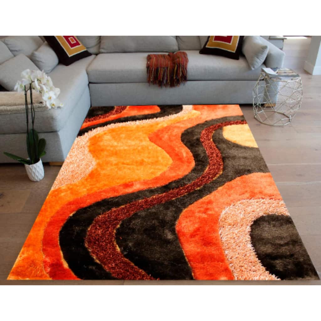 Rugberry 8x10 Area Rug 1-inch Pile Modern 3D Abstract Shag Carpet