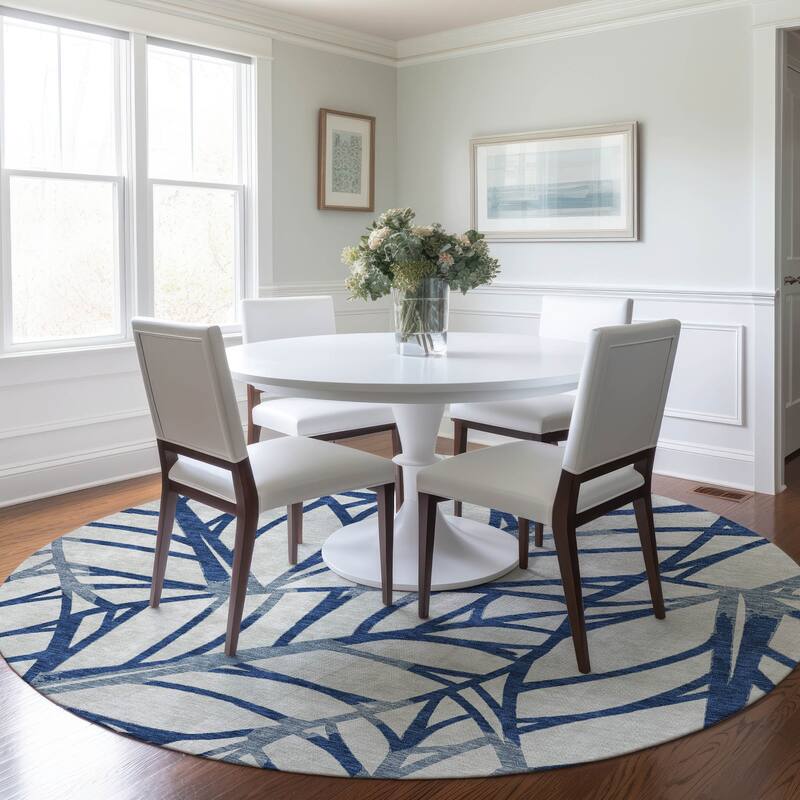 Machine Washable Indoor/ Outdoor Chantille Modern Palms Rug
