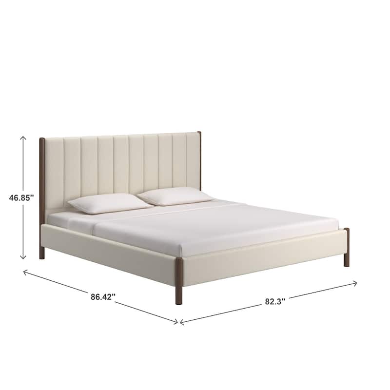 Eldra Cream Boucle Upholstered Platform Bed by iNSPIRE Q Modern