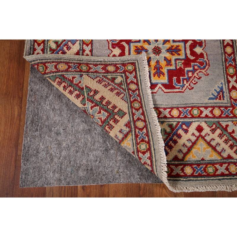 Geometric Kazak Runner Rug Handmade Wool Carpet - 2'7" x 19'4"