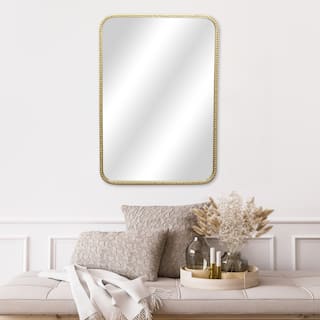 Nuvelle Rectangular Studded Gold Metal Framed Wall Mirror
