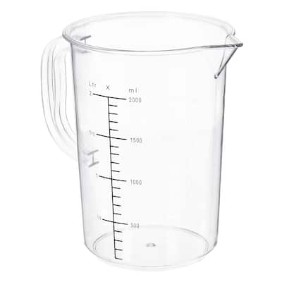 Graduated Beaker, 2000ml PC Plastic Cup Double Sided Graduations - Transparent