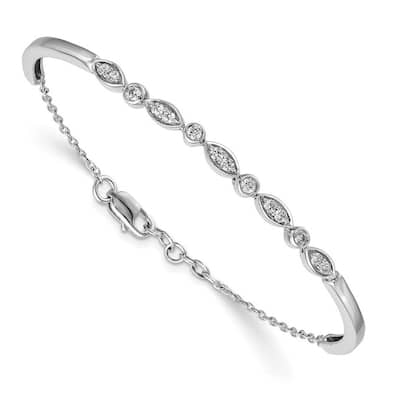 Curata 3mm 14k White Gold Diamond Cuff Stackable Bangle Bracelet