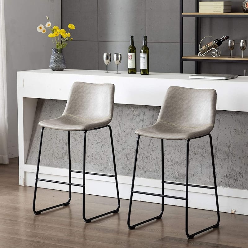 Modern Faux Leather Dining Chairs with Metal Frame (Set of 2)